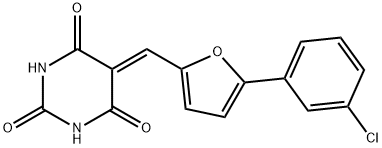 5-((5-(3-chlorophenyl)furan-2-yl)methylene)pyrimidine-2,4,6(1H,3H,5H)-trione Struktur