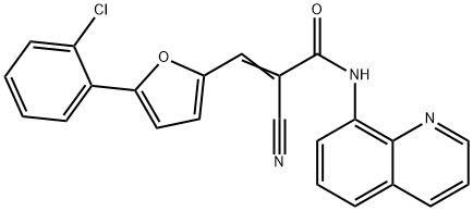 (E)-3-(5-(2-chlorophenyl)furan-2-yl)-2-cyano-N-(quinolin-8-yl)acrylamide Struktur