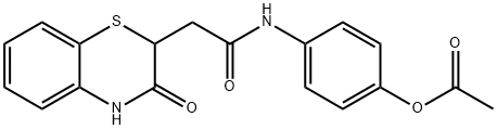 4-(2-(3-oxo-3,4-dihydro-2H-benzo[b][1,4]thiazin-2-yl)acetamido)phenyl acetate Struktur