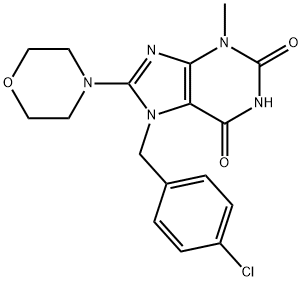 7-(4-chlorobenzyl)-3-methyl-8-morpholino-3,7-dihydro-1H-purine-2,6-dione Struktur