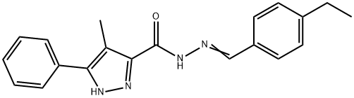 (E)-N-(4-ethylbenzylidene)-4-methyl-3-phenyl-1H-pyrazole-5-carbohydrazide Struktur