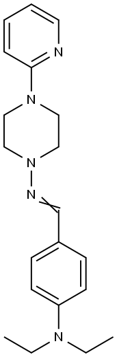 (E)-N,N-diethyl-4-(((4-(pyridin-2-yl)piperazin-1-yl)imino)methyl)aniline Struktur