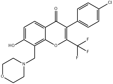 3-(4-chlorophenyl)-7-hydroxy-8-(morpholinomethyl)-2-(trifluoromethyl)-4H-chromen-4-one Struktur
