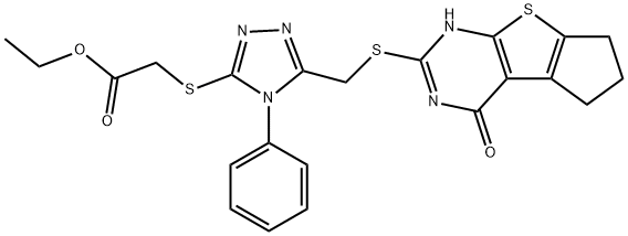 ethyl 2-((5-(((4-oxo-3,5,6,7-tetrahydro-4H-cyclopenta[4,5]thieno[2,3-d]pyrimidin-2-yl)thio)methyl)-4-phenyl-4H-1,2,4-triazol-3-yl)thio)acetate Structure