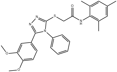 2-[[5-(3,4-dimethoxyphenyl)-4-phenyl-1,2,4-triazol-3-yl]sulfanyl]-N-(2,4,6-trimethylphenyl)acetamide,311793-53-0,结构式