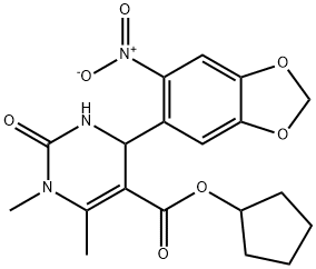 cyclopentyl 1,6-dimethyl-4-(6-nitro-1,3-benzodioxol-5-yl)-2-oxo-1,2,3,4-tetrahydropyrimidine-5-carboxylate Structure