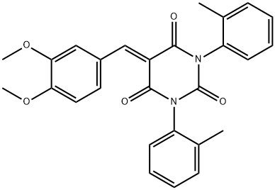 5-(3,4-dimethoxybenzylidene)-1,3-di-o-tolylpyrimidine-2,4,6(1H,3H,5H)-trione Structure
