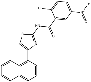 (Z)-2-chloro-N-(4-(naphthalen-1-yl)thiazol-2(3H)-ylidene)-5-nitrobenzamide 化学構造式