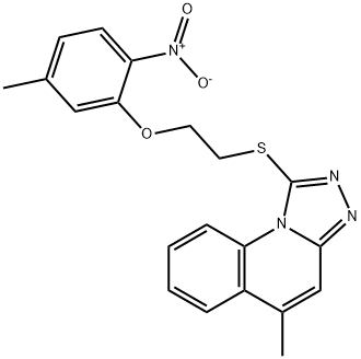 5-methyl-1-((2-(5-methyl-2-nitrophenoxy)ethyl)thio)-[1,2,4]triazolo[4,3-a]quinoline Struktur