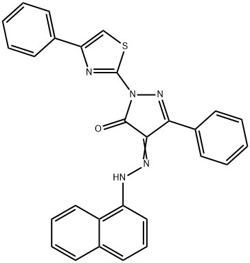 4-(1-naphthylhydrazono)-5-phenyl-2-(4-phenyl-1,3-thiazol-2-yl)-2,4-dihydro-3H-pyrazol-3-one Structure