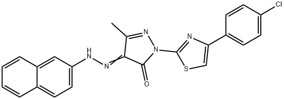 2-[4-(4-chlorophenyl)-1,3-thiazol-2-yl]-5-methyl-4-(2-naphthylhydrazono)-2,4-dihydro-3H-pyrazol-3-one,314761-51-8,结构式