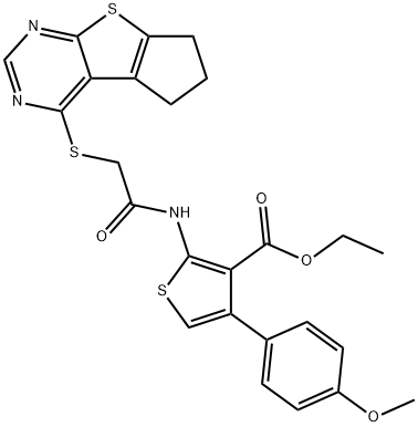 ethyl 2-(2-((6,7-dihydro-5H-cyclopenta[4,5]thieno[2,3-d]pyrimidin-4-yl)thio)acetamido)-4-(4-methoxyphenyl)thiophene-3-carboxylate Structure