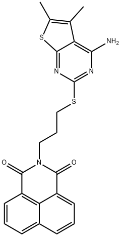 2-(3-((4-amino-5,6-dimethylthieno[2,3-d]pyrimidin-2-yl)thio)propyl)-1H-benzo[de]isoquinoline-1,3(2H)-dione Struktur