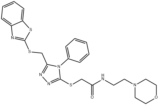2-((5-((benzo[d]thiazol-2-ylthio)methyl)-4-phenyl-4H-1,2,4-triazol-3-yl)thio)-N-(2-morpholinoethyl)acetamide,315702-26-2,结构式