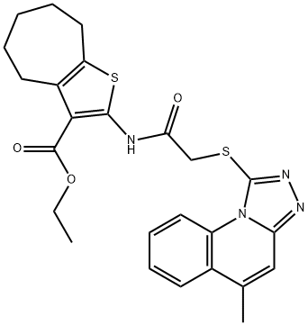 ethyl 2-(2-((5-methyl-[1,2,4]triazolo[4,3-a]quinolin-1-yl)thio)acetamido)-5,6,7,8-tetrahydro-4H-cyclohepta[b]thiophene-3-carboxylate Structure