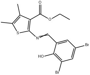 ethyl (E)-2-((3,5-dibromo-2-hydroxybenzylidene)amino)-4,5-dimethylthiophene-3-carboxylate Struktur