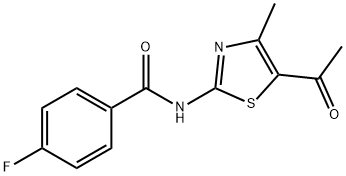 N-(5-acetyl-4-methylthiazol-2-yl)-4-fluorobenzamide 化学構造式