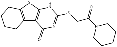 2-((2-oxo-2-(piperidin-1-yl)ethyl)thio)-5,6,7,8-tetrahydrobenzo[4,5]thieno[2,3-d]pyrimidin-4(3H)-one Struktur