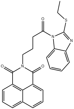 2-(4-(2-(ethylthio)-1H-benzo[d]imidazol-1-yl)-4-oxobutyl)-1H-benzo[de]isoquinoline-1,3(2H)-dione Struktur