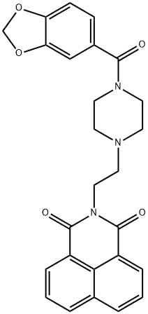 2-(2-(4-(benzo[d][1,3]dioxole-5-carbonyl)piperazin-1-yl)ethyl)-1H-benzo[de]isoquinoline-1,3(2H)-dione Struktur