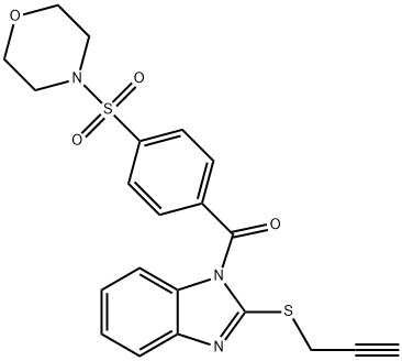 (4-(morpholinosulfonyl)phenyl)(2-(prop-2-yn-1-ylthio)-1H-benzo[d]imidazol-1-yl)methanone Struktur