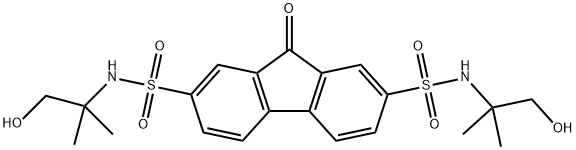 N2,N7-bis(1-hydroxy-2-methylpropan-2-yl)-9-oxo-9H-fluorene-2,7-disulfonamide Struktur