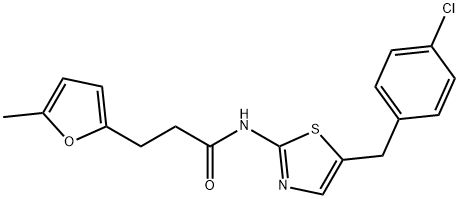 N-(5-(4-chlorobenzyl)thiazol-2-yl)-3-(5-methylfuran-2-yl)propanamide Struktur