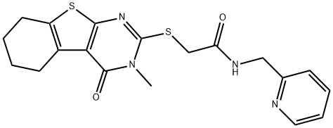 2-((3-methyl-4-oxo-3,4,5,6,7,8-hexahydrobenzo[4,5]thieno[2,3-d]pyrimidin-2-yl)thio)-N-(pyridin-2-ylmethyl)acetamide Struktur