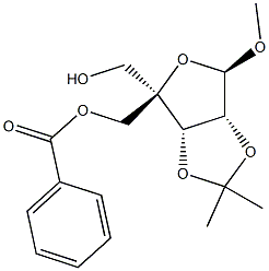 5-O-Benzoyl-4-C-hydroxymethyl-2,3-O-isopropylidene-1-O-methyl-beta-D-ribofuranose Struktur