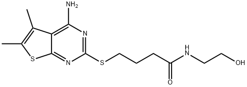 4-((4-amino-5,6-dimethylthieno[2,3-d]pyrimidin-2-yl)thio)-N-(2-hydroxyethyl)butanamide,328018-14-0,结构式