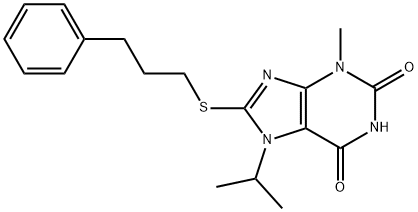 7-isopropyl-3-methyl-8-((3-phenylpropyl)thio)-3,7-dihydro-1H-purine-2,6-dione Structure