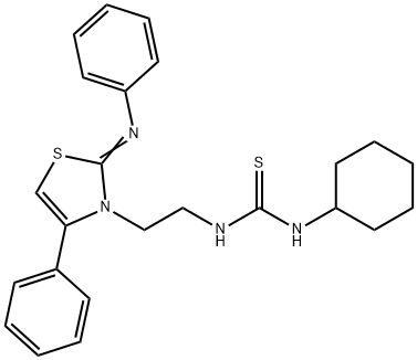 (E)-1-cyclohexyl-3-(2-(4-phenyl-2-(phenylimino)thiazol-3(2H)-yl)ethyl)thiourea Structure
