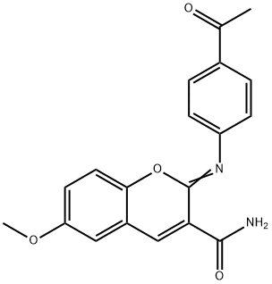 (Z)-2-((4-acetylphenyl)imino)-6-methoxy-2H-chromene-3-carboxamide Struktur