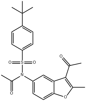 N-(3-acetyl-2-methylbenzofuran-5-yl)-N-((4-(tert-butyl)phenyl)sulfonyl)acetamide Struktur