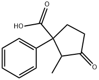 2-methyl-3-oxo-1-phenylcyclopentanecarboxylic acid Struktur
