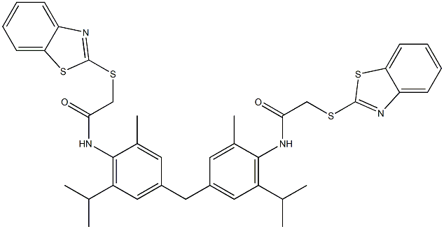 330644-07-0 N,N'-{methanediylbis[2-methyl-6-(propan-2-yl)benzene-4,1-diyl]}bis[2-(1,3-benzothiazol-2-ylsulfanyl)acetamide]