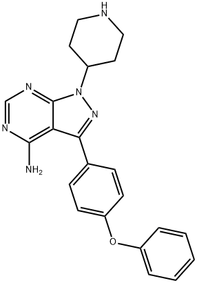 3-(4-Phenoxyphenyl)-1-(4-piperidinyl)-1H-pyrazolo[3,4-d]pyrimidin-4-amine, 330785-90-5, 结构式