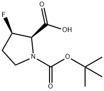 (2R,3R)-1-[(tert-butoxy)carbonyl]-3-fluoropyrrolidine-2-carboxylic acid,330945-14-7,结构式