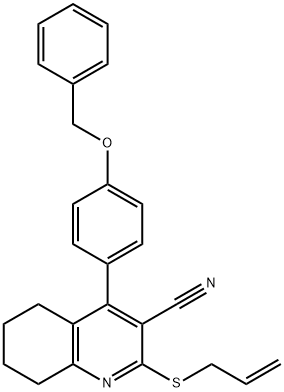 2-(allylthio)-4-(4-(benzyloxy)phenyl)-5,6,7,8-tetrahydroquinoline-3-carbonitrile Struktur