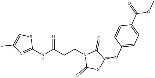 333435-67-9 methyl (Z)-4-((3-(3-((4-methylthiazol-2-yl)amino)-3-oxopropyl)-4-oxo-2-thioxothiazolidin-5-ylidene)methyl)benzoate
