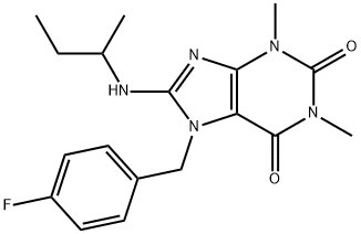 8-(sec-butylamino)-7-(4-fluorobenzyl)-1,3-dimethyl-3,7-dihydro-1H-purine-2,6-dione Struktur