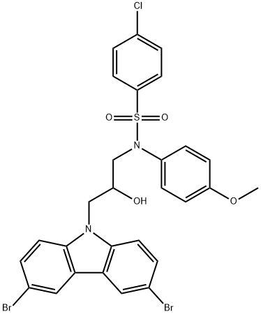 4-chloro-N-(3-(3,6-dibromo-9H-carbazol-9-yl)-2-hydroxypropyl)-N-(4-methoxyphenyl)benzenesulfonamide Struktur