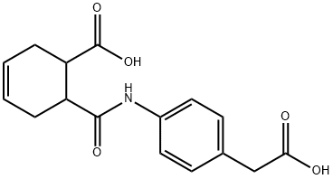 6-[[4-(carboxymethyl)phenyl]carbamoyl]cyclohex-3-ene-1-carboxylic acid Struktur
