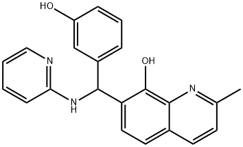 7-((3-hydroxyphenyl)(pyridin-2-ylamino)methyl)-2-methylquinolin-8-ol Structure