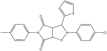 2-(4-chlorophenyl)-3-(thiophen-2-yl)-5-(p-tolyl)tetrahydro-4H-pyrrolo[3,4-d]isoxazole-4,6(5H)-dione Struktur