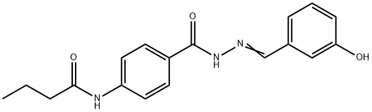 4-(butanoylamino)-N-[(E)-(3-hydroxyphenyl)methylideneamino]benzamide Struktur