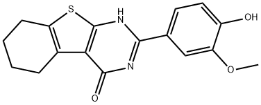 2-(4-hydroxy-3-methoxyphenyl)-5,6,7,8-tetrahydro[1]benzothieno[2,3-d]pyrimidin-4(3H)-one Structure