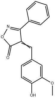 4-(4-Hydroxy-3-methoxy-benzylidene)-3-phenyl-4H-isoxazol-5-one Struktur