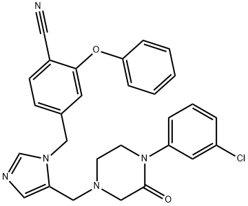 Benzonitrile, 4-[[5-[[4-(3-chlorophenyl)-3-oxo-1-piperazinyl]methyl]-1H-imidazol-1-yl]methyl]-2-phenoxy- Structure