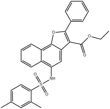 ethyl 5-((2,4-dimethylphenyl)sulfonamido)-2-phenylnaphtho[1,2-b]furan-3-carboxylate 结构式